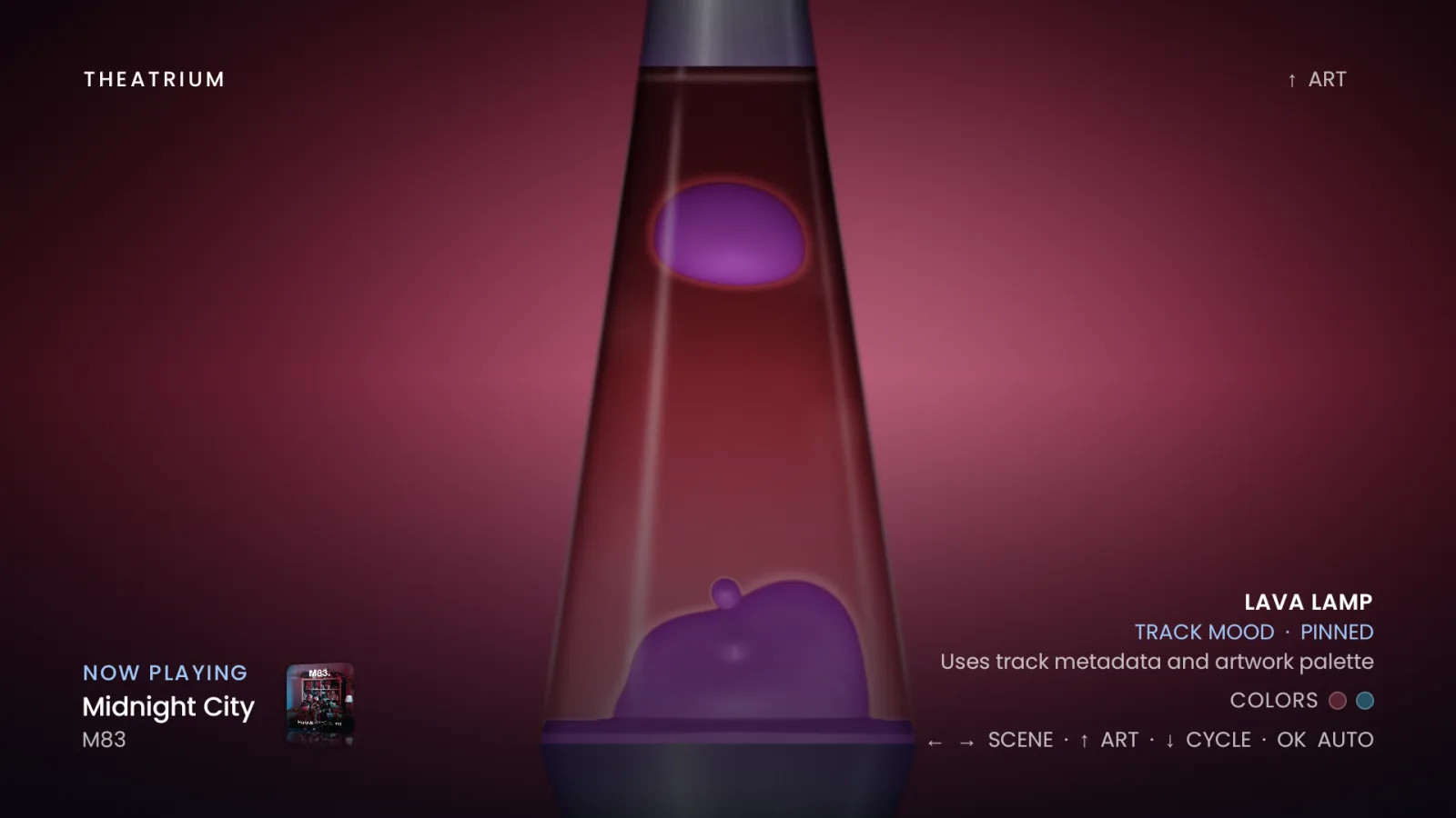 The Mirrorball visual, with the song title and its colours.