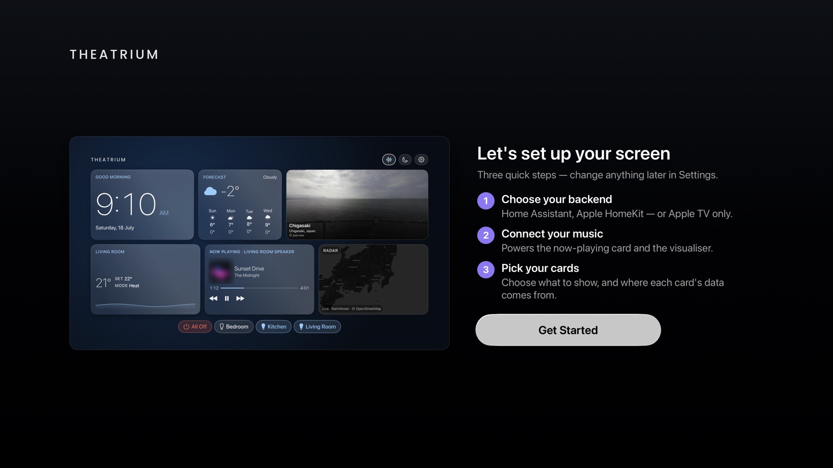 Theatrium&rsquo;s new guided onboarding with a live dashboard preview and three setup steps