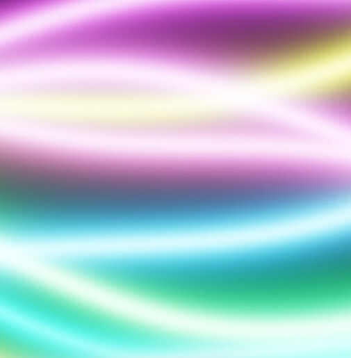 A Theatrium visualiser scene of flowing ribbons in magenta, teal and green
