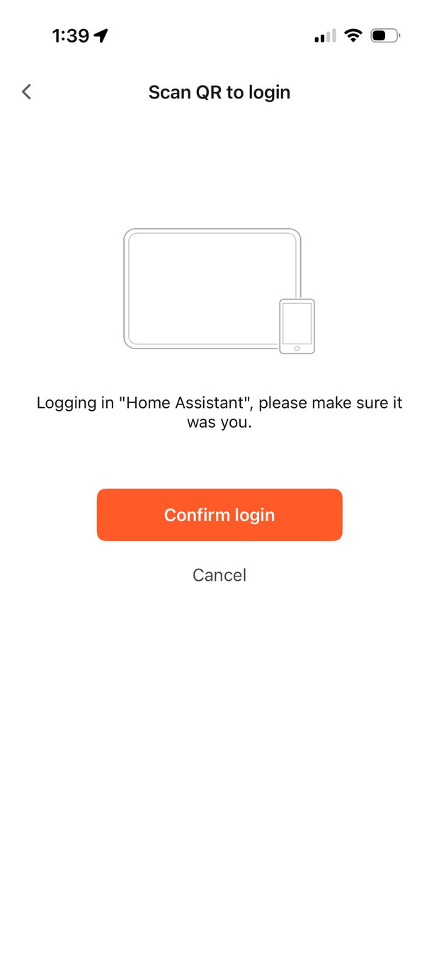 The Smart Life app asking to confirm a login for Home Assistant, with a Confirm login button.