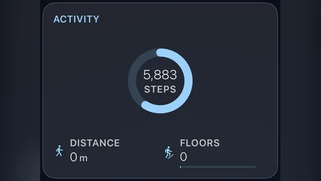 The Activity card showing a steps ring with distance and floors