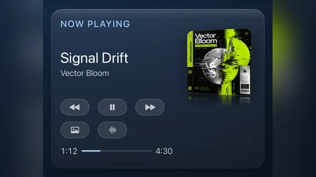 The Now Playing card showing the track and album art from Spotify