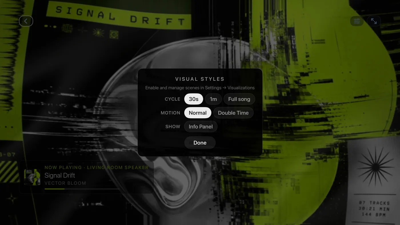 The style menu, with a preview of each visual.