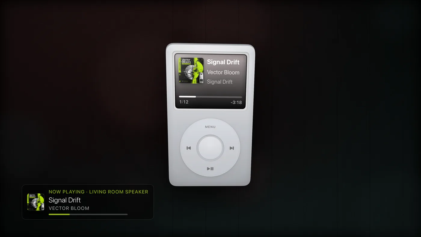 Click Wheel. Pro. A music player of a certain age, scrolling with the song.