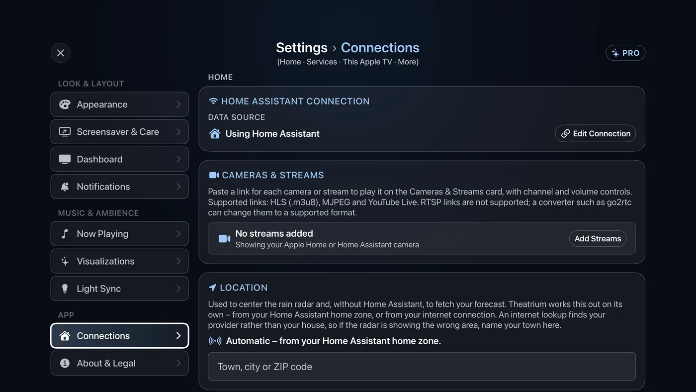 Settings › Connections.