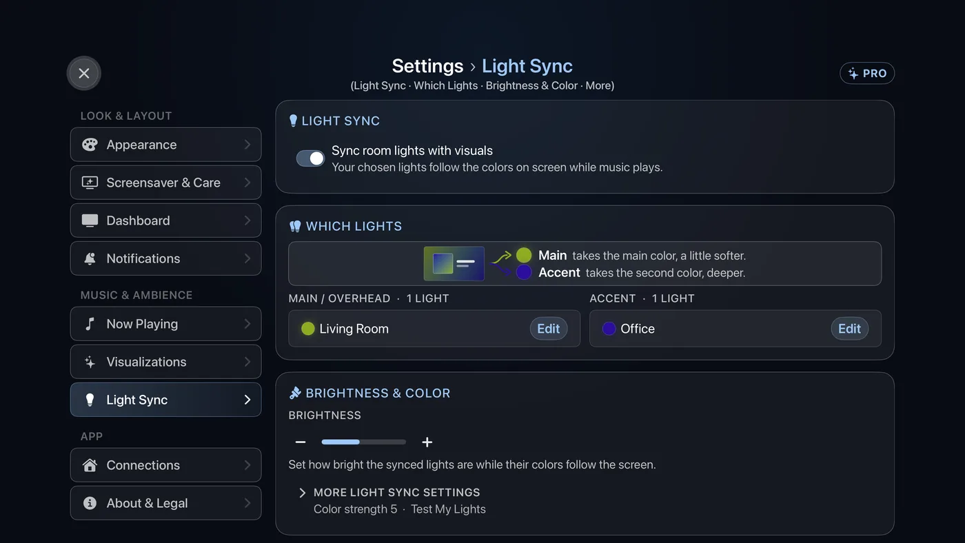 Settings › Light Sync.