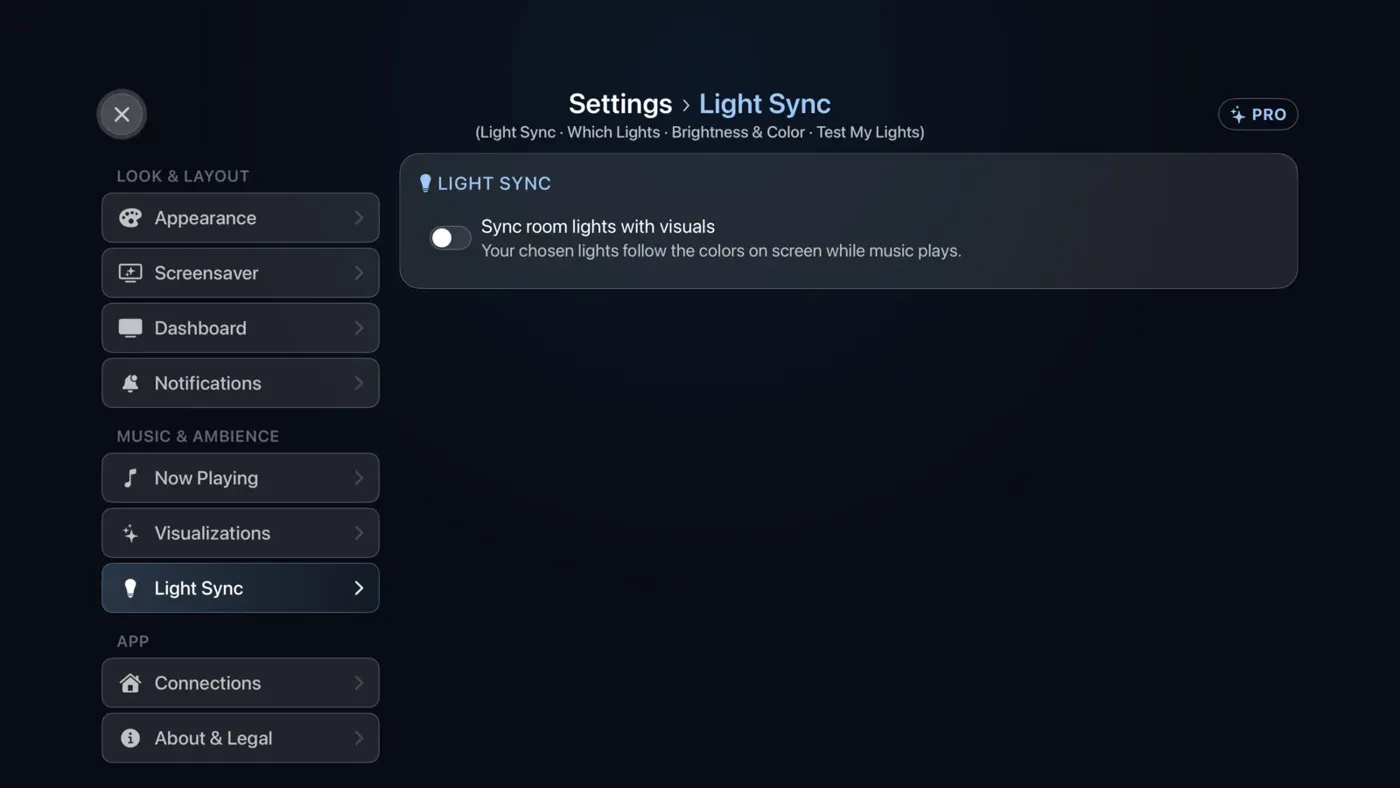 Settings › Light Sync.