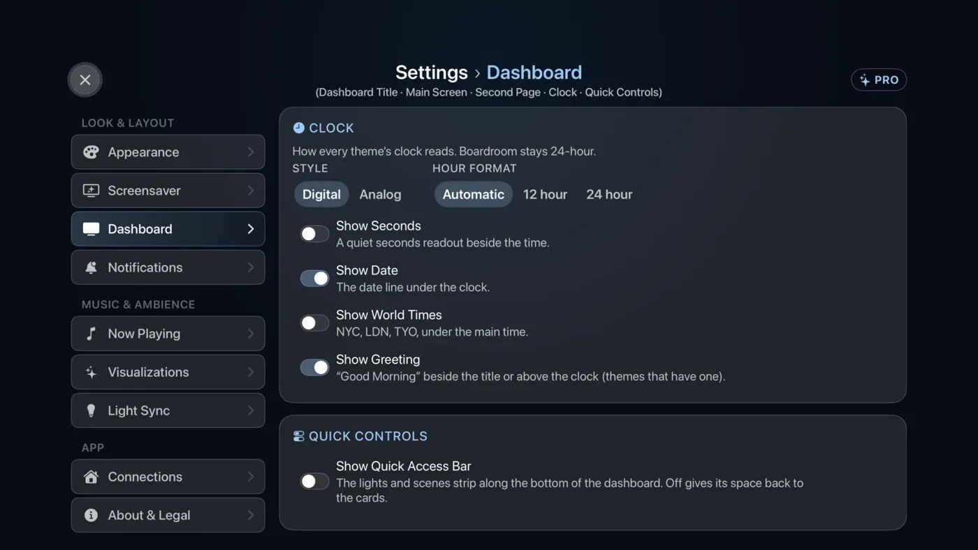 The clock settings.