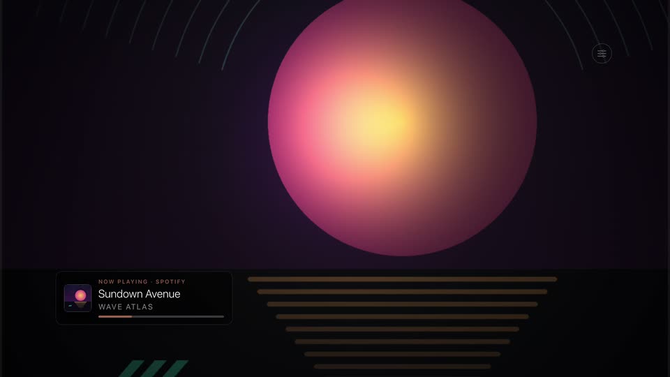 Theatrium&rsquo;s Gallery visualizer scene on the Apple TV