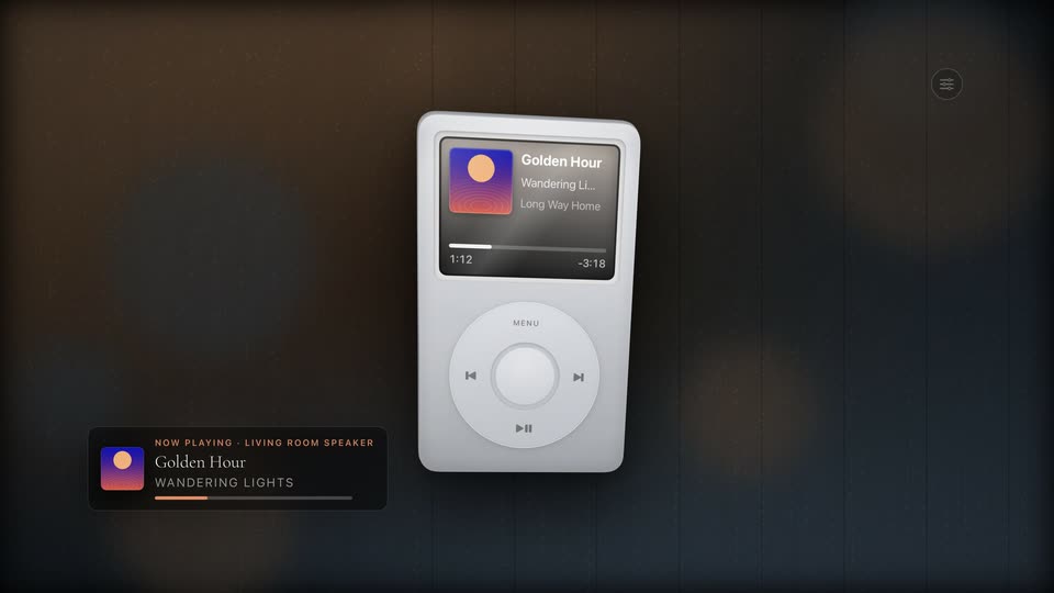 Theatrium&rsquo;s iPod visualizer scene on the Apple TV