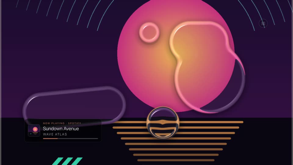Theatrium&rsquo;s Liquid Sand visualizer scene on the Apple TV