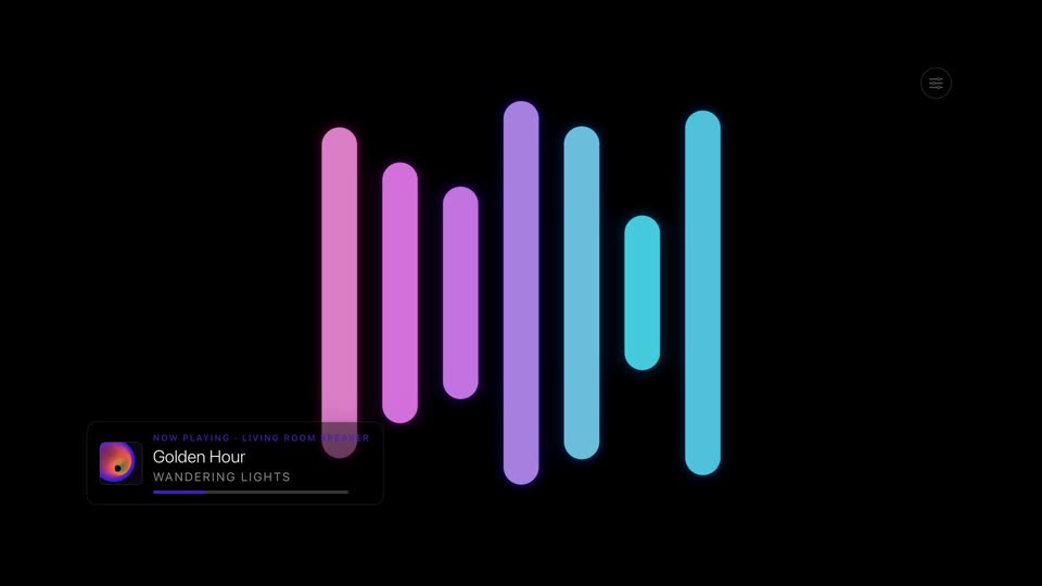 Theatrium&rsquo;s Logo Bars visualizer scene on the Apple TV