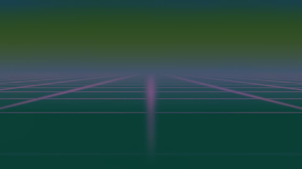 Theatrium&rsquo;s Neon Grid visualizer scene on the Apple TV